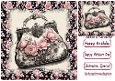 Lovely Black/Pink Roses Handbag In 8x8 Floral Frame