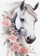 Beautiful White Horse With Roses A4 (ONE)