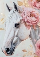 Beautiful White Horse With Roses A4 (TWO)