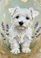 Lovely Little Westie Puppy With Purple Flowers A4