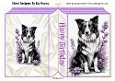 Lovely Black/White Border Collie Purple Flowers Folded Book