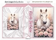 Beautiful White Horse With Roses Pink Folded Book (TWO)