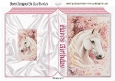 Beautiful White Horse With Roses Pink Folded Book (FOUR)