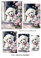 Cute White Puppy With Pink Roses Pyramids