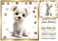 Cute White Westie Puppy With Paw Prints 8x8