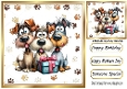 Funny Face Whimsical Dogs With Paw Prints 8x8