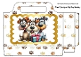 Funny Face Whimsical Dogs With Paw Prints Large Tote Bag