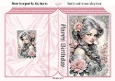 Pretty Vintage Lady With Pink Roses Folded Book 