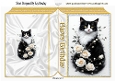 Beautiful Black And White Cat, With Cream Roses Folded Book