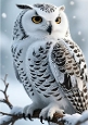 Beautiful Snow Owl On A Branch A4