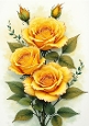 3 Beautiful Yellow Roses On A Stem A4