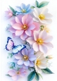 Pretty Rainbow Coloured Flowers, With Butterfly A4