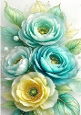 Lovely Lemon & Turq Flowers A4