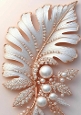 Lovely Gold Leaf With White Pearls A4