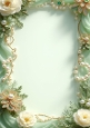 Pretty Green And Cream Roses With Pearls A4 Frame