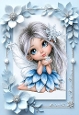 Pretty Blue Fairy With Pale Blue Flowers A4 Frame