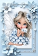 Pretty Blue Fairy Holding Blue Flowers A4 Frame