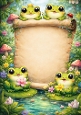 Cute Cheeky Frogs On A Scroll Frame A4