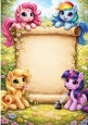 Pretty Coloured Unicorns On A Scroll Frame A4