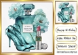 Lovely Turq Flowers With Ladies Accessories 8x8
