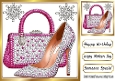 Lovely Pink Sparkle Shoes & Handbag 8x8