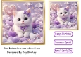Lovely White Kitten Purple Hearts 7x7