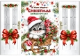 Cute Christmas Kitten On A Sledge Gatefold (THREE),