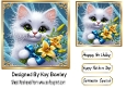 Cute White Kitten With Green Eyes, With Flowers 7x7 (TWO)