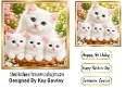  Three Cute White Kittens With Green Eyes & Mum 7x7 