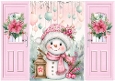 Lovely Pink Christmas Gatefold With Snowman & Lantern (THREE)