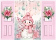 Lovely Pink Christmas Gatefold With Snowman & Presents (FOUR)