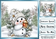 Cute Snowman In The Snow With Lantern 8x8  (ONE)