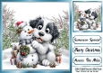 Cute Snowman & Puppy In The Snow Cuddling 8x8  (TWO)