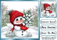 Cute Snowman In The Snow With Bauble Tree 8x8  (FOUR)