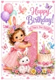 Lovely A4 Card, For A Little Girl Aged One
