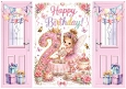 Lovely Birthday Card, Pink Gatefold For A Little Girl Aged TWO