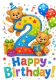 Lovely A4 Birthday Card For Little Boy AGED TWO