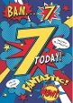 Lovely A4 Birthday Card With Speech Bubbles (AGED SEVEN)