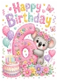Lovely A4 Birthday Card, With Flowers And Cake (SIX YR OLD) 