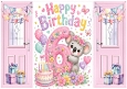 Lovely Birthday Card, Pink Gatefold With Cake For A Little Girl AGED SIX