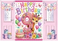 Lovely Birthday Card, Pink Gatefold For A Little Girl Giraffe Aged NINE