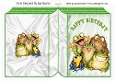 Funny Frogs Green Folded Book For Birthday