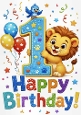 Lovely A4 Card, For A Little Boy Lion Aged ONE