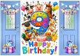 Lovely Birthday Card , Blue Gatefold For A Boy Animals AGED NINE