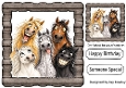Funny Faces Horses In Wooden Frame 8x8