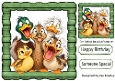 Funny Faces Ducks In Green Wooden Frame 8x8