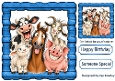 Funny Faces Farm Animals In Blue Wooden Frame 8x8