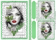 Modern Art Elegant Lady In Green With White Lace A5 Card