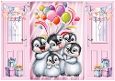 Cute Penguins In Pink Gatefold