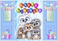 Cute Owls In Blue Gatefold